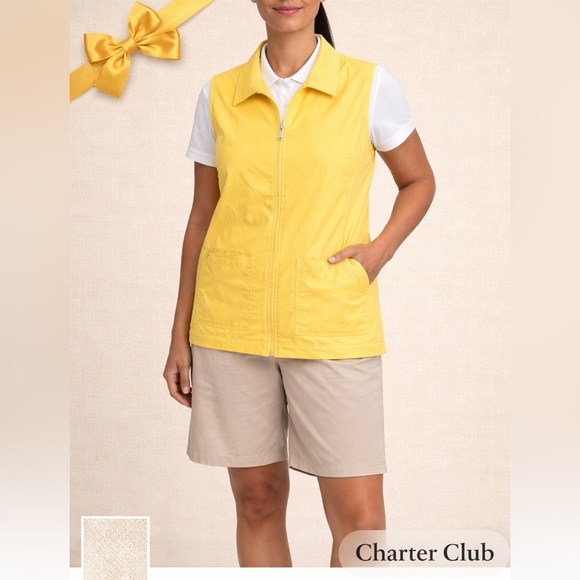 Charter Club Jackets & Blazers - Charter Club Golf Yellow Vest Size 14